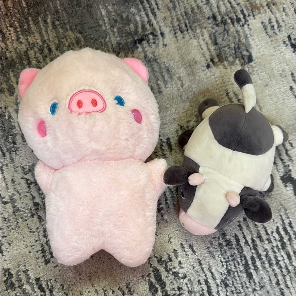 Plush Pig and Cow Toy Set